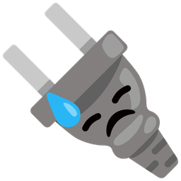 downcast face with sweat and electric plug