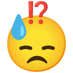 downcast face with sweat and exclamation question mark