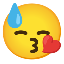 Downcast face with sweat and Face blowing a kiss