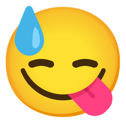 Downcast face with sweat and Face savoring food