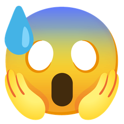 downcast face with sweat and face screaming in fear