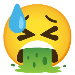 downcast face with sweat and face vomiting