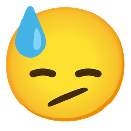 downcast face with sweat and face with diagonal mouth