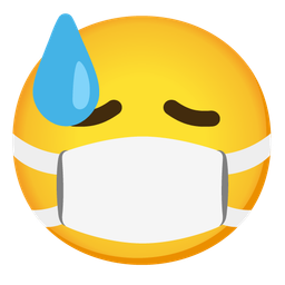 downcast face with sweat and face with medical mask