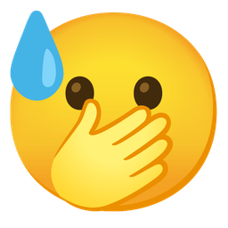 downcast face with sweat and face with open eyes and hand over mouth