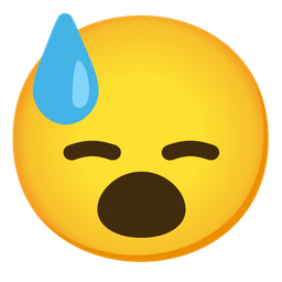 downcast face with sweat and face with open mouth