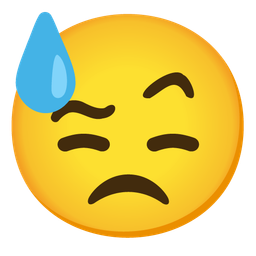 downcast face with sweat and face with raised eyebrow