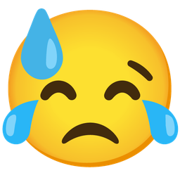 Downcast face with sweat and Face with tears of joy