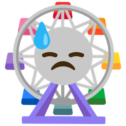 Downcast face with sweat and Ferris wheel
