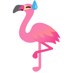 downcast face with sweat and flamingo