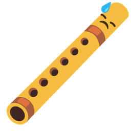 downcast face with sweat and flute