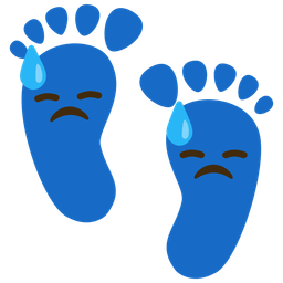 downcast face with sweat and footprints