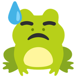 downcast face with sweat and frog