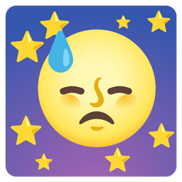 downcast face with sweat and full moon face