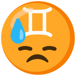 downcast face with sweat and Gemini