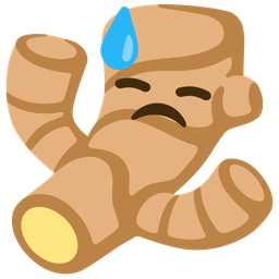 downcast face with sweat and ginger root