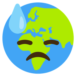 downcast face with sweat and globe showing Europe-Africa