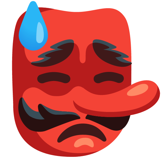 Downcast face with sweat and Goblin