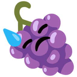 downcast face with sweat and grapes