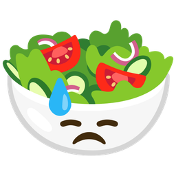 downcast face with sweat and green salad