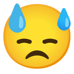 Downcast face with sweat and Grinning face with sweat