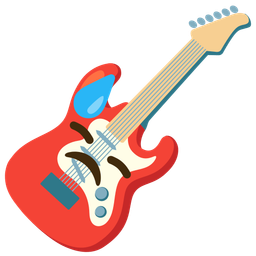 downcast face with sweat and guitar