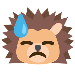 downcast face with sweat and hedgehog