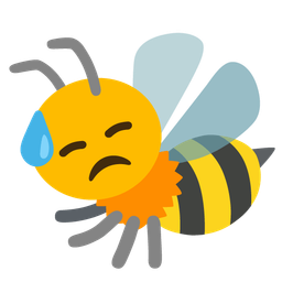 downcast face with sweat and honeybee