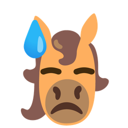 downcast face with sweat and horse