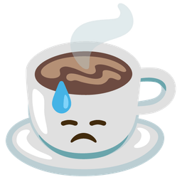 downcast face with sweat and hot beverage