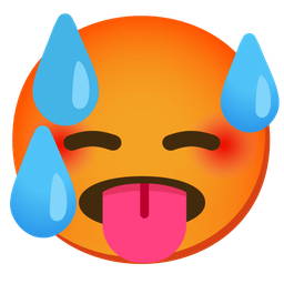 downcast face with sweat and hot face