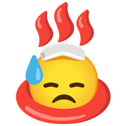 Downcast face with sweat and Hot springs