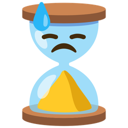 downcast face with sweat and hourglass done