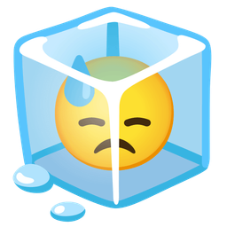 downcast face with sweat and ice