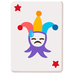 Downcast face with sweat and Joker