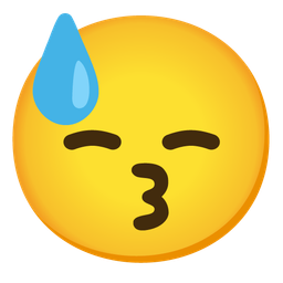 Downcast face with sweat and Kissing face with smiling eyes