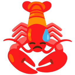 downcast face with sweat and lobster