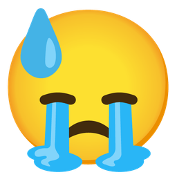 downcast face with sweat and loudly crying face