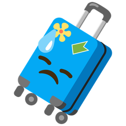 downcast face with sweat and luggage