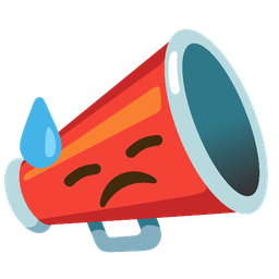 downcast face with sweat and megaphone