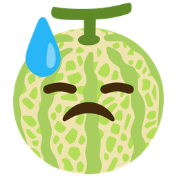 downcast face with sweat and melon