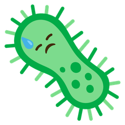 downcast face with sweat and microbe