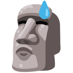 downcast face with sweat and moai
