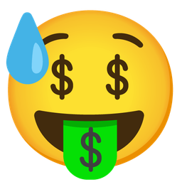 Downcast face with sweat and Money-mouth face