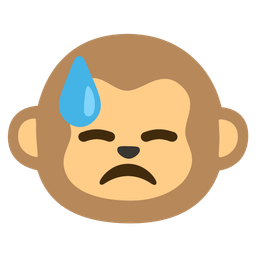downcast face with sweat and monkey face