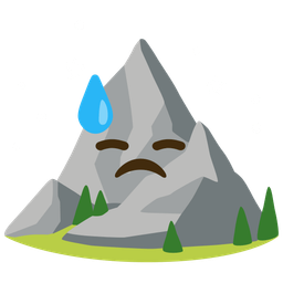 downcast face with sweat and mountain