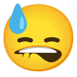 downcast face with sweat and mouth