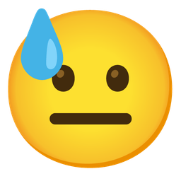 downcast face with sweat and neutral face