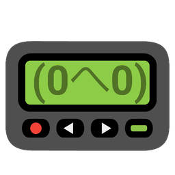 downcast face with sweat and pager