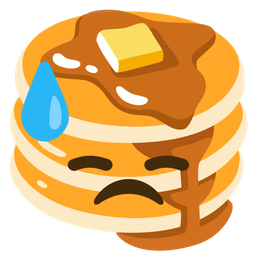 downcast face with sweat and pancakes